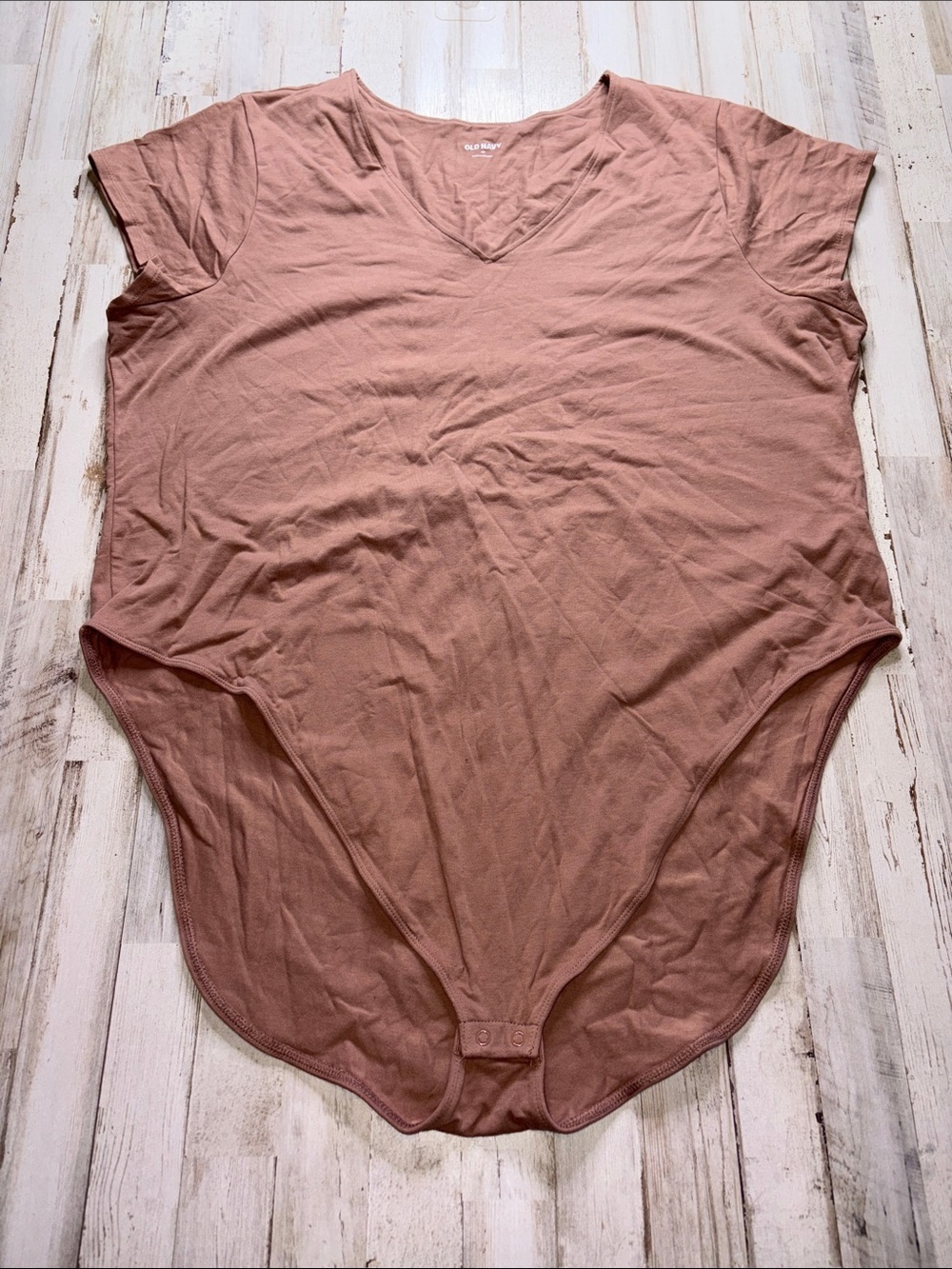 Old Navy Women's V-Neck Short Sleeve Bodysuit - Brown Plus Size 4X